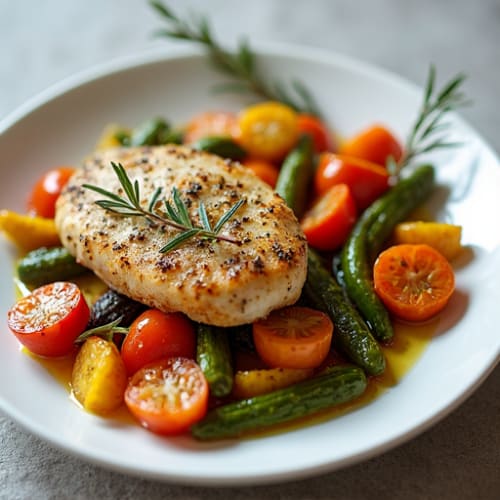 Herb-Crusted Pan Seared Chicken with Roasted Vegetables