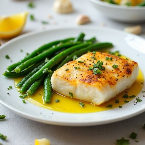 Pan-Seared Cod with Crispy Green Beans