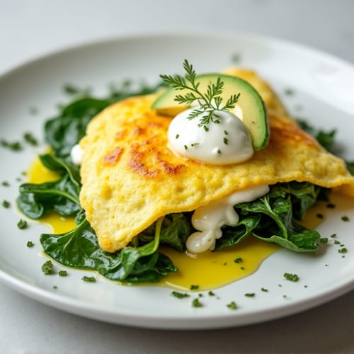 Egg White Spinach Omelette with Cottage Cheese