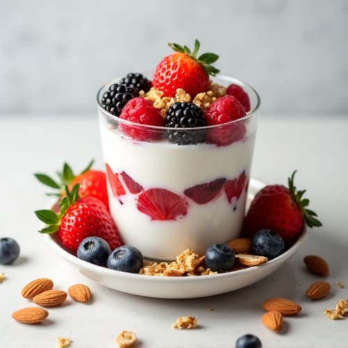 Greek Yogurt Parfait with Mixed Berries and Almonds