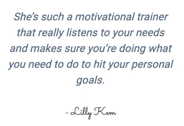 program transformation testimonial image from Lilly Kem 