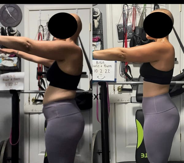 program transformation testimonial image from Juby (6wk progress)