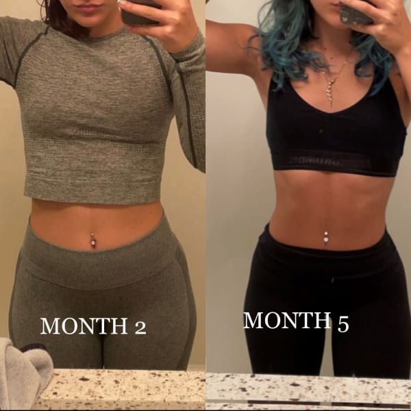 program transformation testimonial image from MONTH 2 OF STRENGTH TRAIN VS MONTH 5