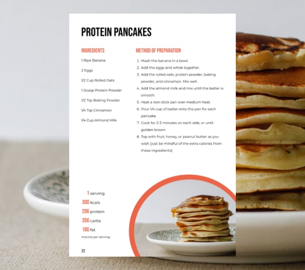 program transformation testimonial image from Protein Pancakes (with Example Recipe Page)