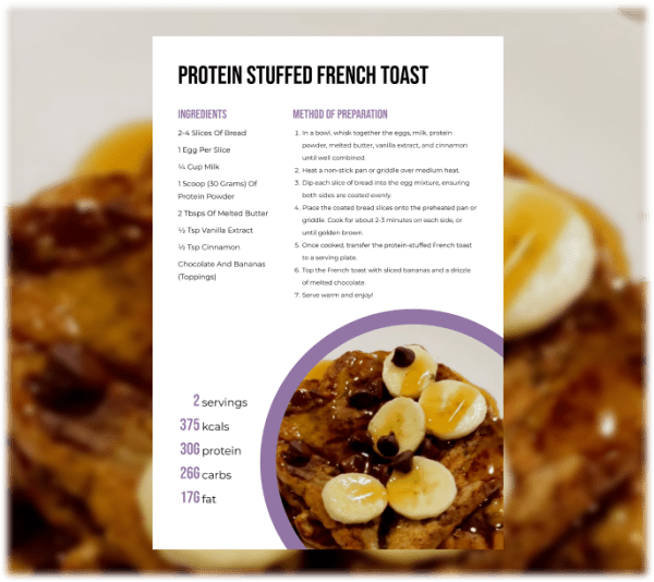 program transformation testimonial image from Protein Stuffed French Toast (w/ Sample Recipe Page)