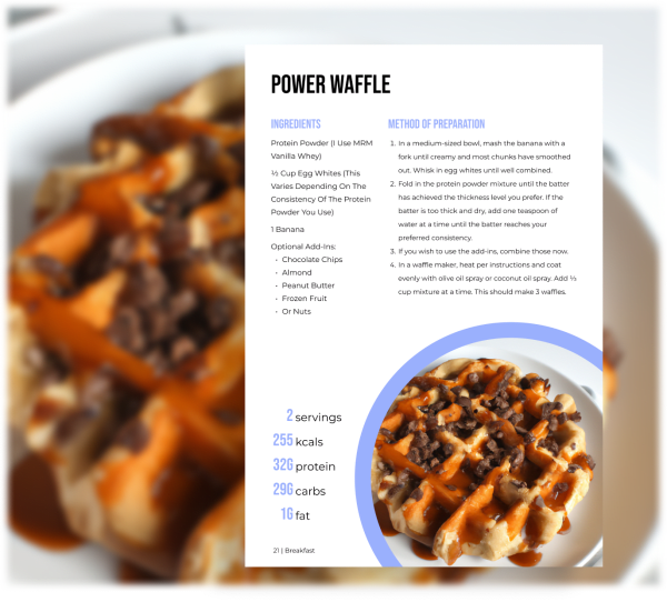 program transformation testimonial image from Power Waffle (w/ Example Recipe Page)