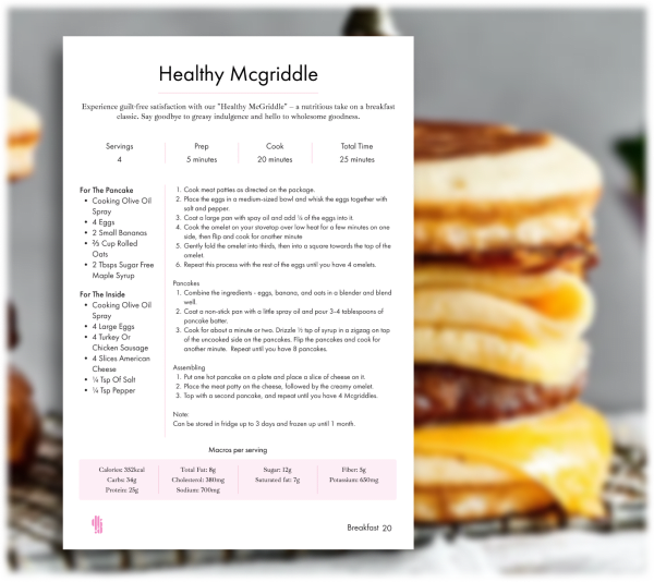 program transformation testimonial image from Healthy McGriddle (with Sample Recipe Page)