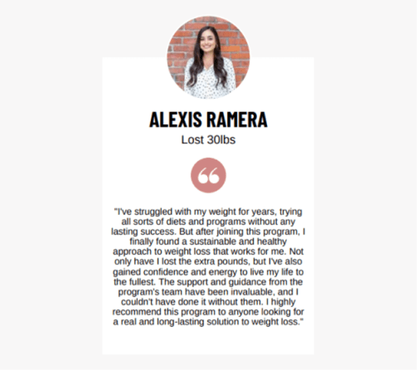 program transformation testimonial image from Alexis Ramera