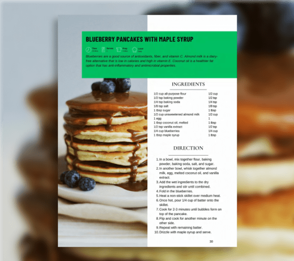 program transformation testimonial image from Blueberry Pancakes With Maple Syrup (Recipe Sample Page)