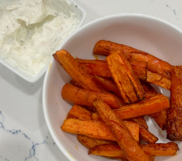 program transformation testimonial image from Carrot Fries with Greek Yogurt Dip