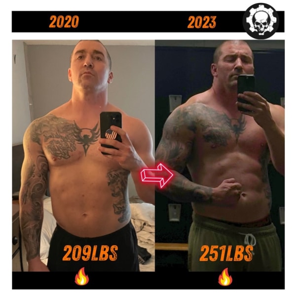 program transformation testimonial image from Coach Mike Richardson (Swole Town)