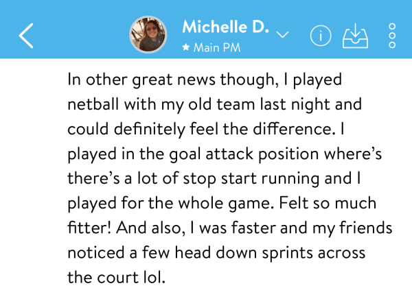 program transformation testimonial image from Michelle