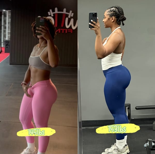 program transformation testimonial image from 🔥Fierce.F.I.T. Glute Growth- From toned to Built🔥