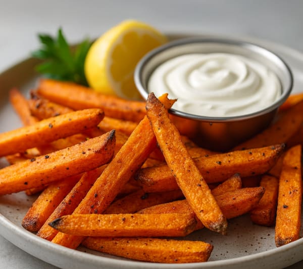 program transformation testimonial image from Crispy Sweet Potato Fries with Spicy Yogurt Dip