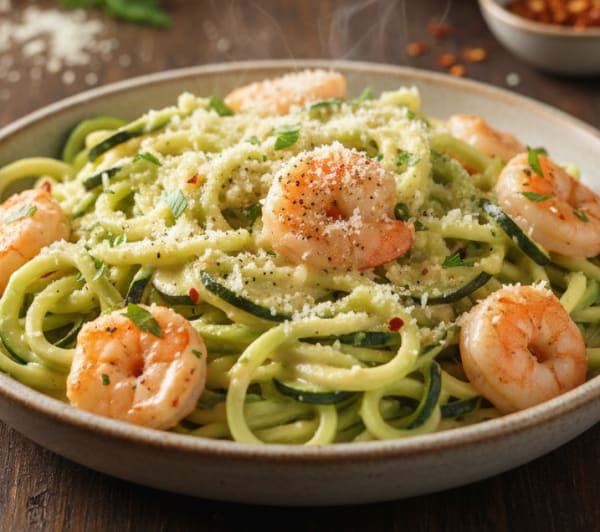 program transformation testimonial image from Alfredo Shrimp Zoodles