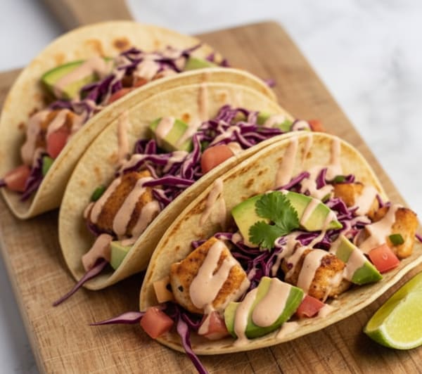 program transformation testimonial image from Cod Fish Tacos with Slaw & Zesty Sauce