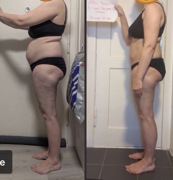 program transformation testimonial image from 6-week transformation client