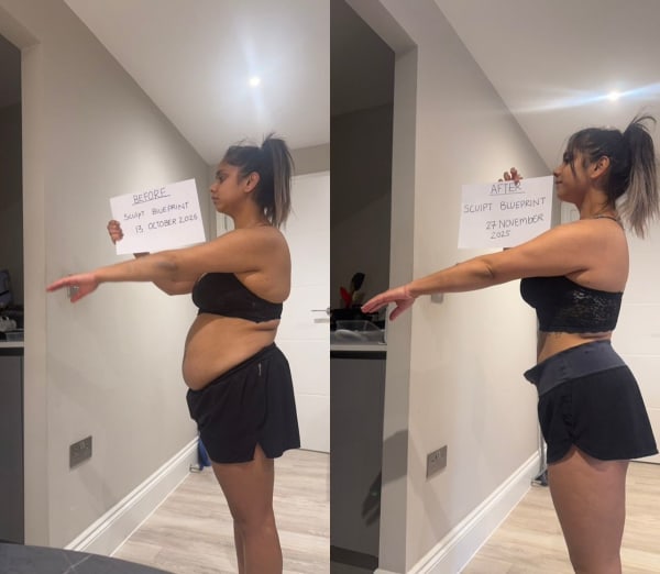 program transformation testimonial image from Sculpt Blueprint - Client Transformation