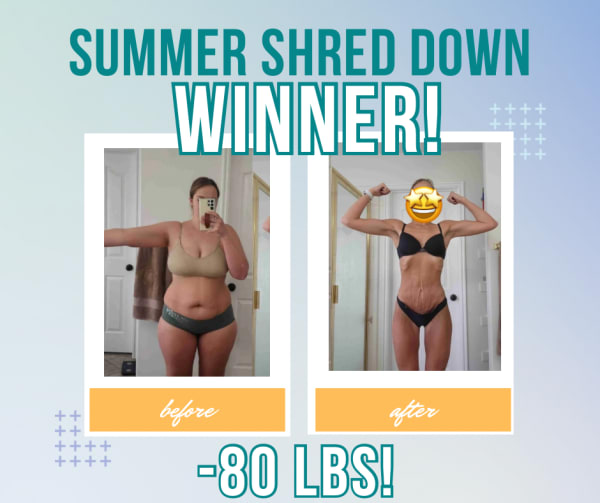 program transformation testimonial image from Summer Shred down Winner