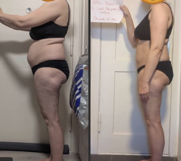 program transformation testimonial image from 6-week transformation client