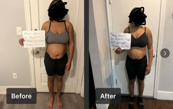 program transformation testimonial image from What Waist? 4 Week Core Challenge