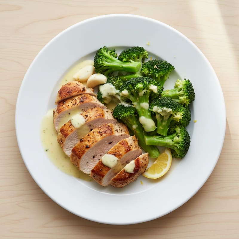 Seared Turkey Breast with Steamed Broccoli and Lemon Zest