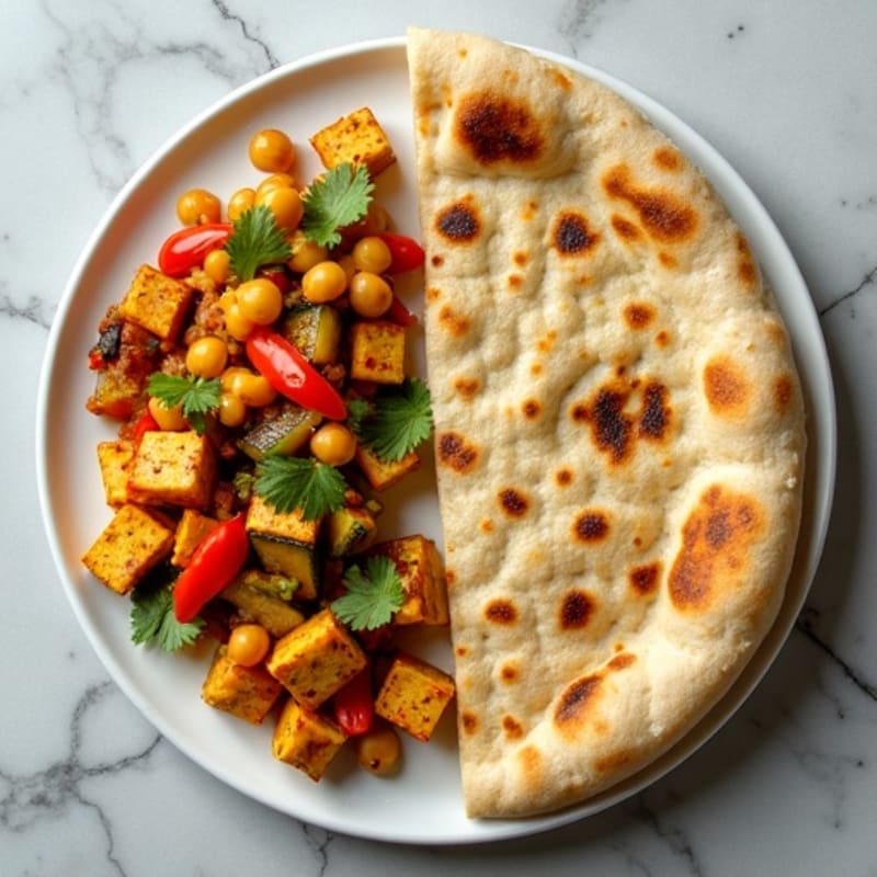 Garlic-Herb Naan with Roasted Vegetable Curry