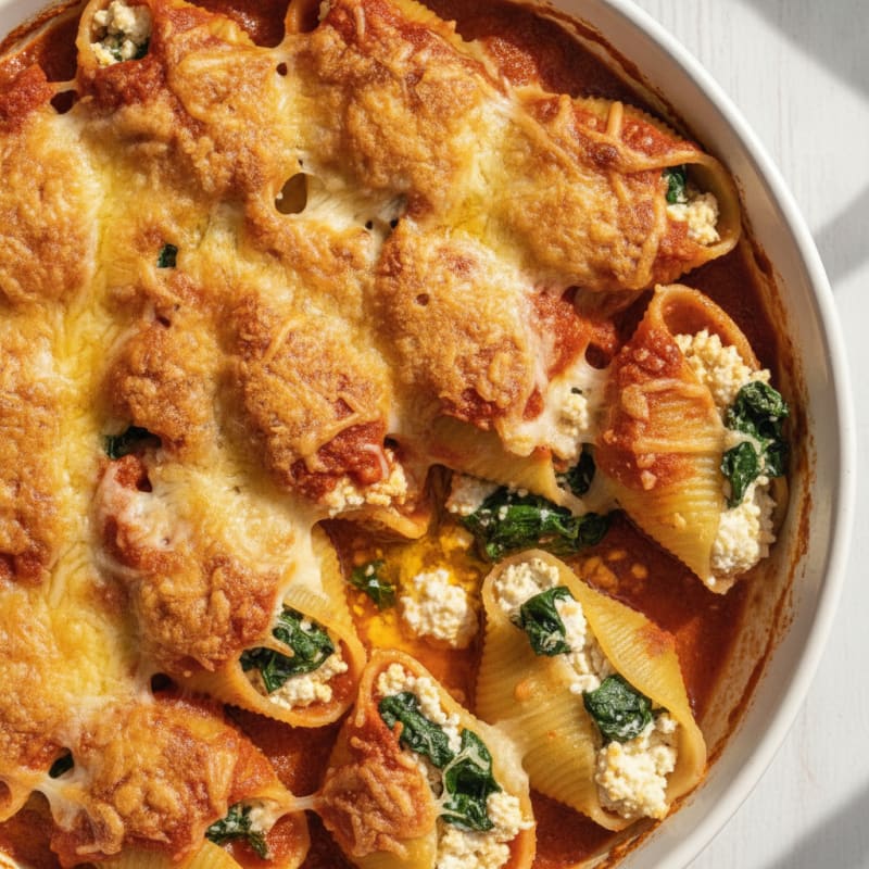 Baked Spinach Ricotta Stuffed Shells