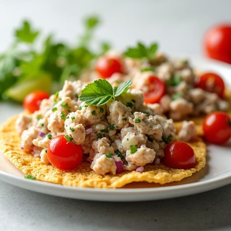 Crispy Tuna Salad Tostadas with Creamy Greek Yogurt
