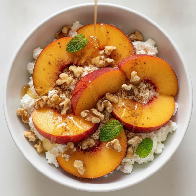 Peaches with Cottage Cheese and Honey