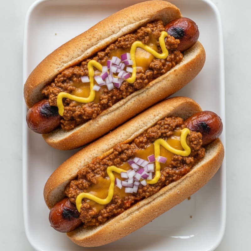 Chili Cheese Beef Hot Dogs