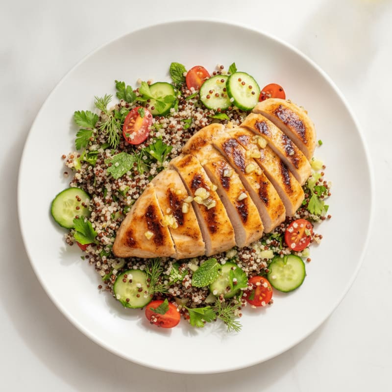 Grilled Lemon-Garlic Chicken Breast with Quinoa Salad