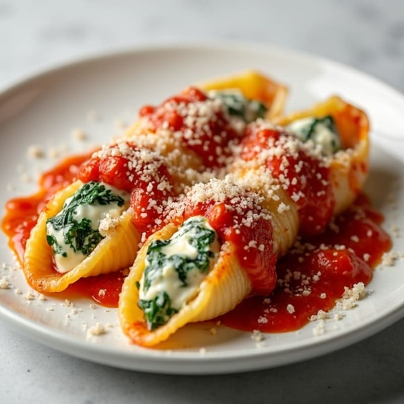Creamy Ricotta-Spinach Stuffed Pasta Shells