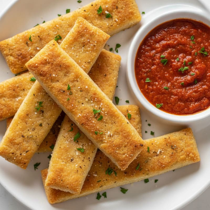 Garlic Parmesan Breadsticks with Marinara Dip