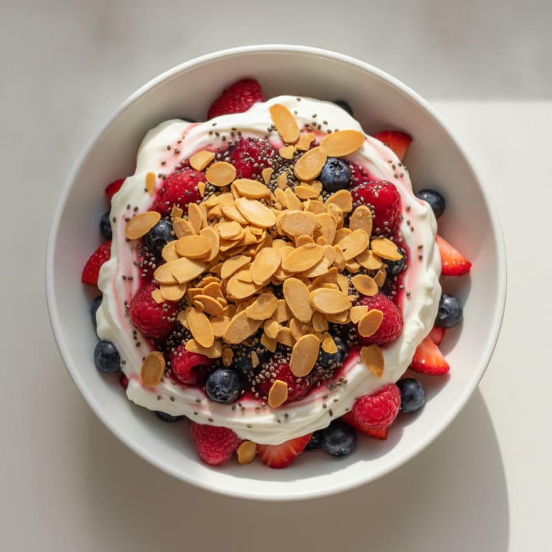 Greek Yogurt Protein Parfait with Mixed Berries