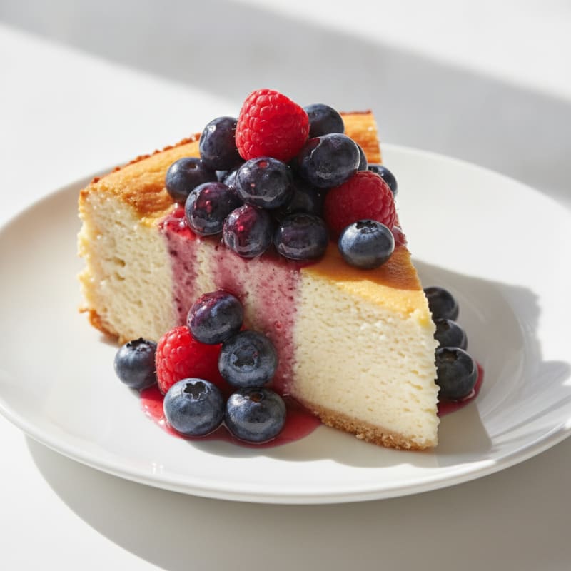 Greek Yogurt Protein Cheesecake with Fresh Berries