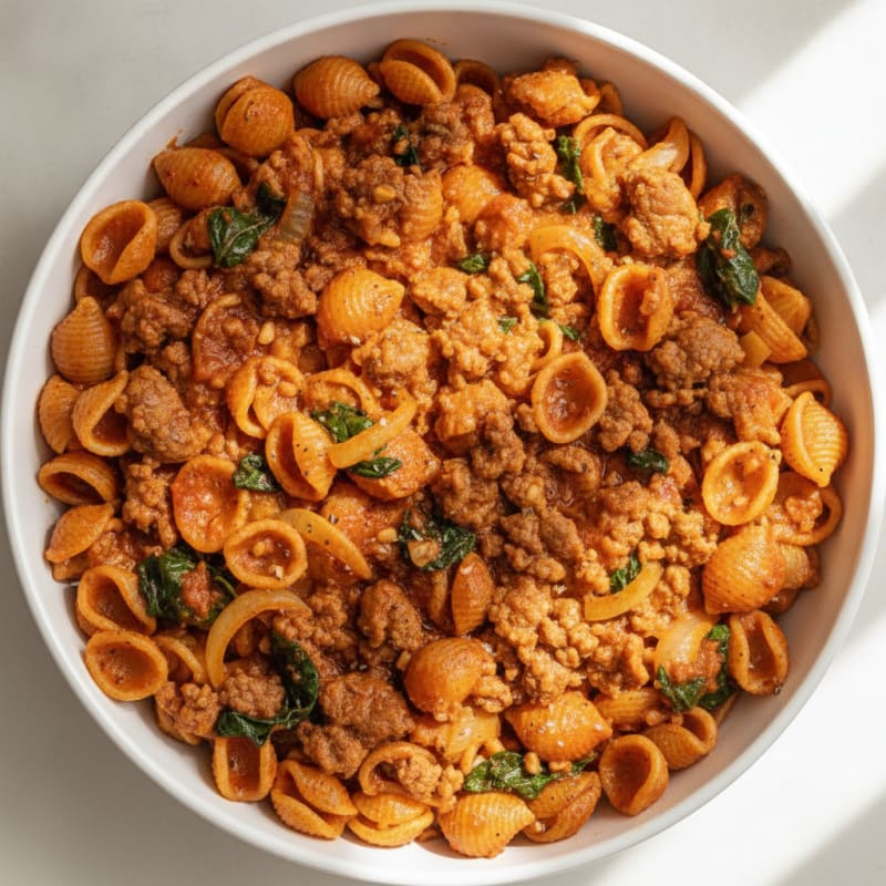 Ground Beef Pasta Skillet with Tomatoes
