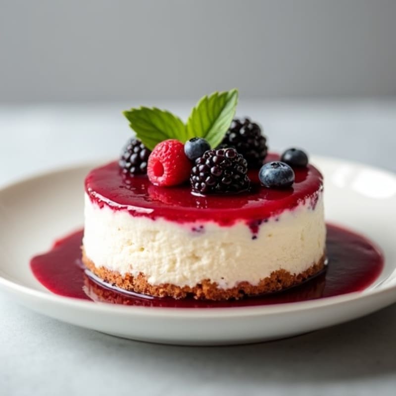 Creamy Greek Yogurt Protein Cheesecake with Berry Compote