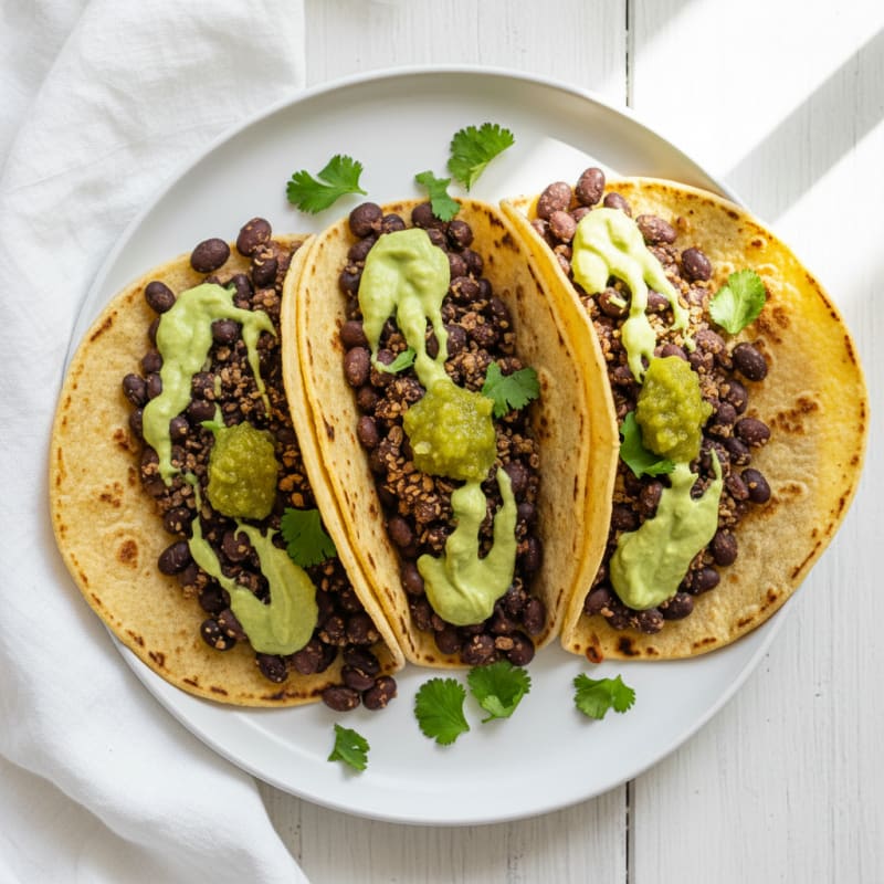 Black Bean Tacos with Avocado Crema