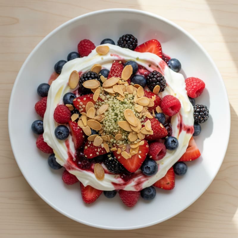 Greek Yogurt Protein Parfait with Mixed Berries