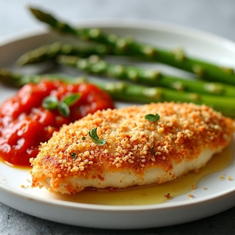 Crispy Chicken Parmesan with Roasted Asparagus