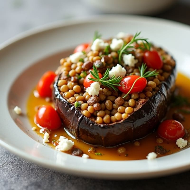 Roasted Eggplant Stuffed with Hearty Lentil and Vegetable Filling