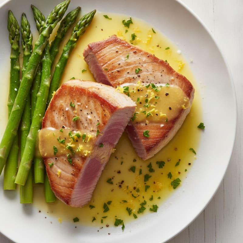 Pan-Seared Tuna with Lemon-Herb Sauce