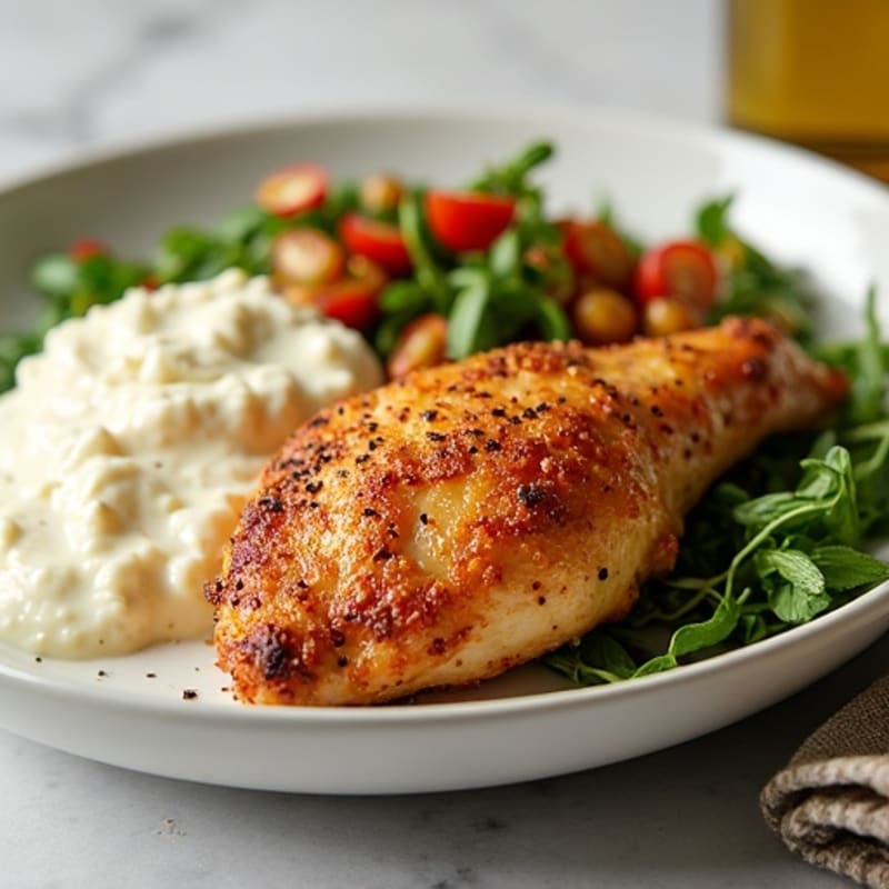 Roasted Spiced Chicken with Creamy Garlic Sauce