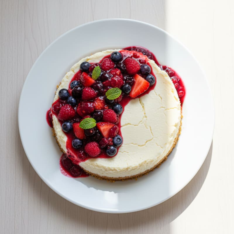 Creamy Greek Yogurt Protein Cheesecake with Mixed Berries