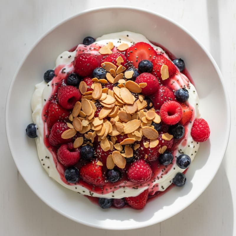 Greek Yogurt Protein Parfait with Mixed Berries