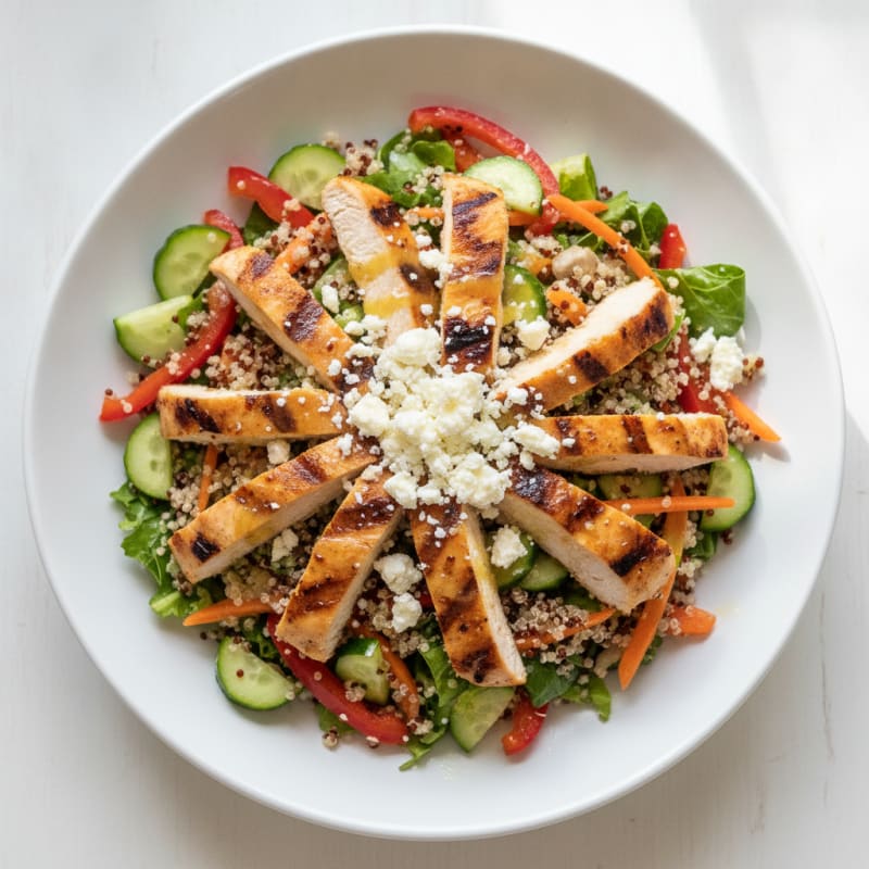 Grilled Chicken and Quinoa Power Salad with Crunchy Veggies