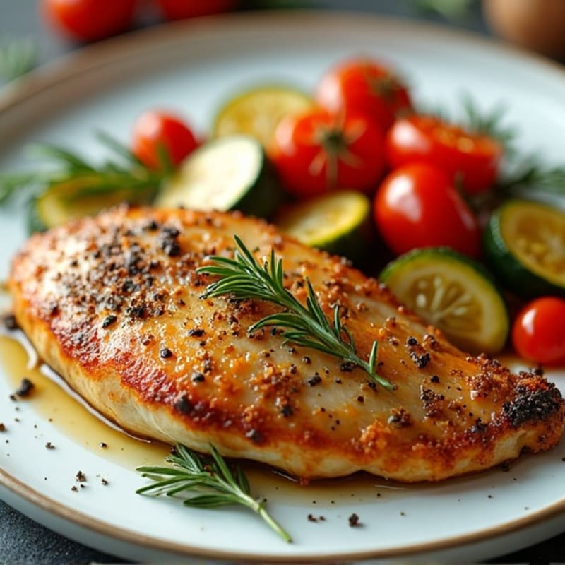 Herb-Crusted Pan Seared Chicken with Roasted Vegetables