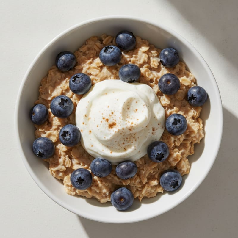 Blueberry Oatmeal with High Protein Yoghurt