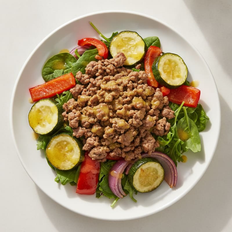 Lean Ground Beef and Roasted Vegetable Salad